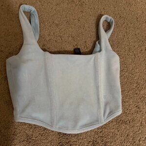 Forever 21 Light Blue Zip-Front Cropped Top XS